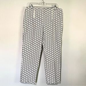 J. McLaughlin Geometric Double Zip
Up Pant Black White 14 Crop Ankle High Rise